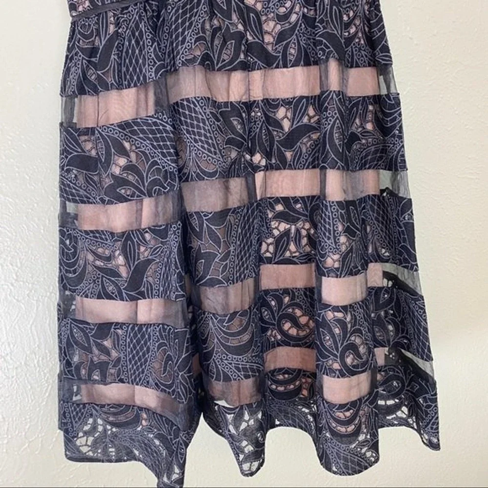 AIDEN MATTOX Black Sheer‎ Lace Dress Mini Party Formal  8 Event Fit Flare Cruise